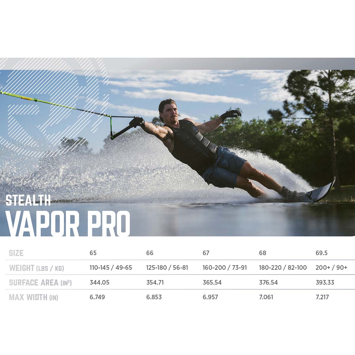 Radar Vapor Pro Build Water Ski 2025 - Stealth
