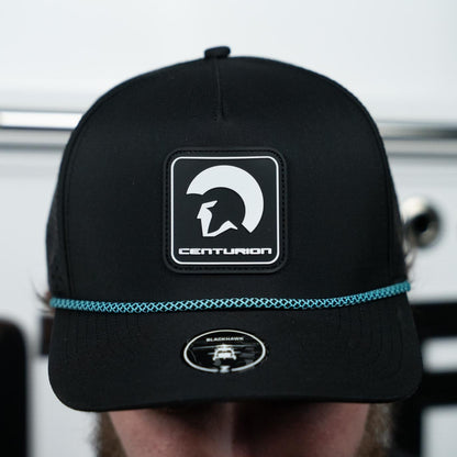 Centurion Blackhawk R+ Hat in Black with Light Blue Chain link Rope