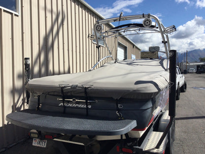 Moomba Mobius XLV with Rad-a-Cage 3 Tower Cinch Cover