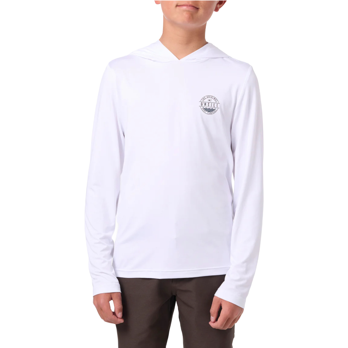 O'Neill Boys TRVLR UPF Hooded Blaze Long Sleeve Pullover in White