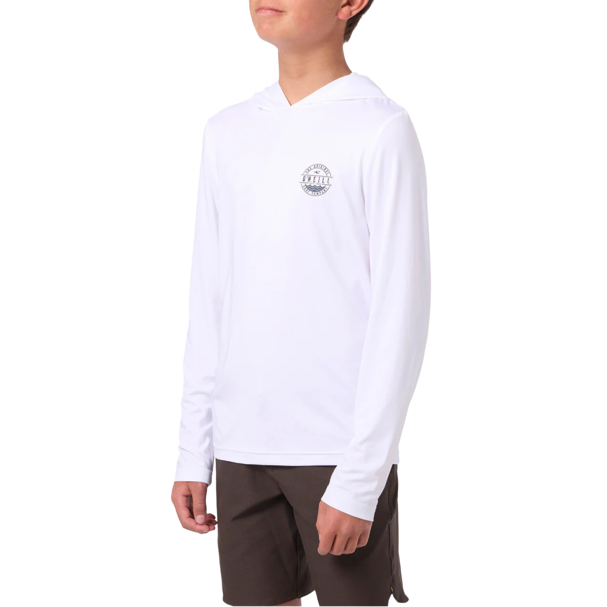 O'Neill Boys TRVLR UPF Hooded Blaze Long Sleeve Pullover in White