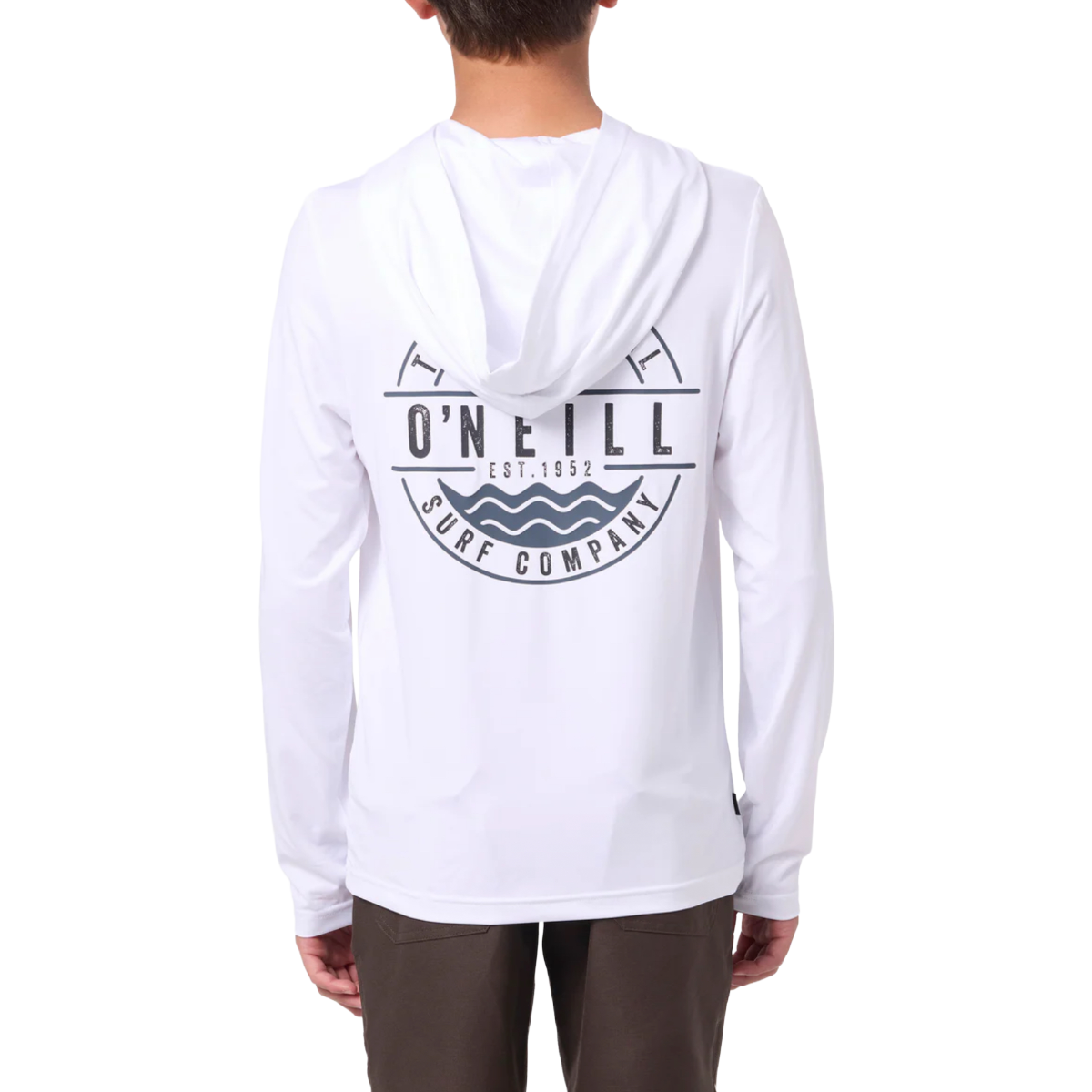 O'Neill Boys TRVLR UPF Hooded Blaze Long Sleeve Pullover in White