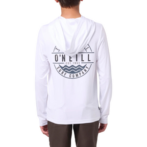 O'Neill Boys TRVLR UPF Hooded Blaze Long Sleeve Pullover in White
