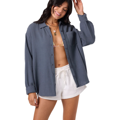 O'Neill Leni Relaxed Long Sleeve Top in Slate