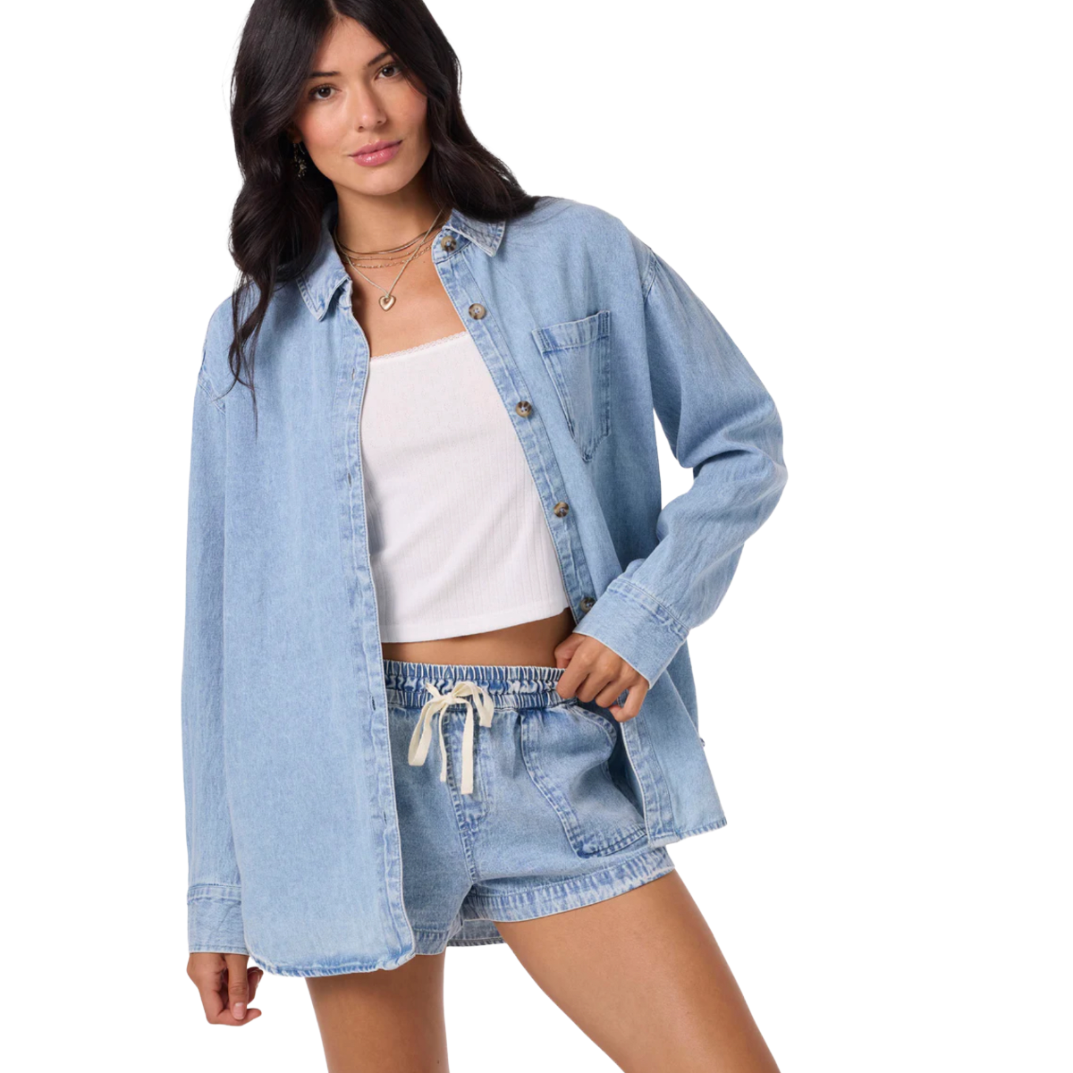 O'Neill Sevie Denim Shacket in Drifter