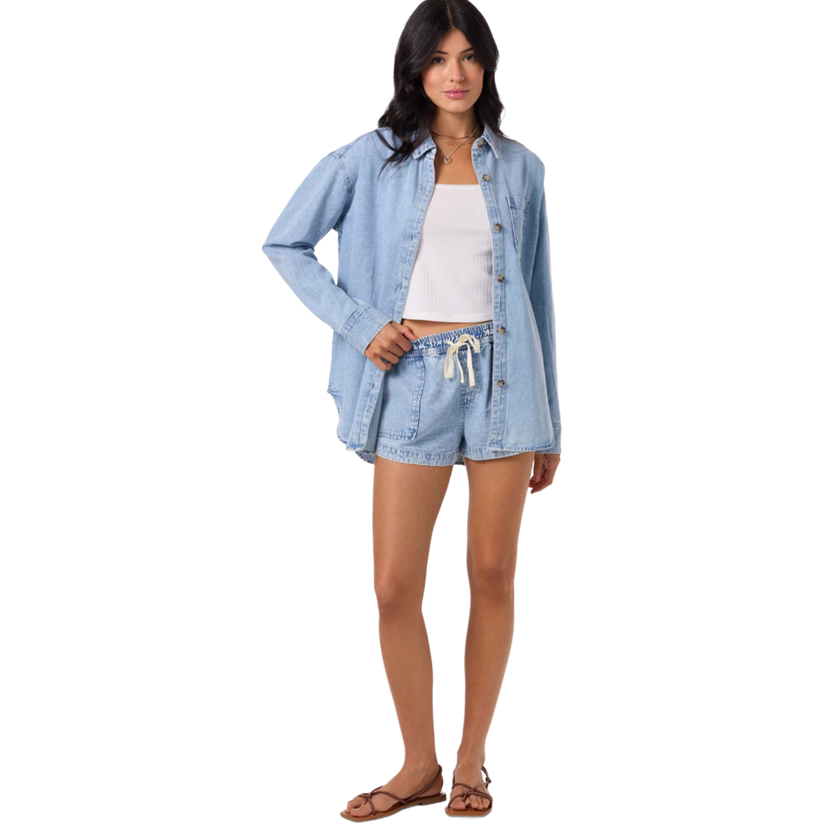 O'Neill Sevie Denim Shacket in Drifter