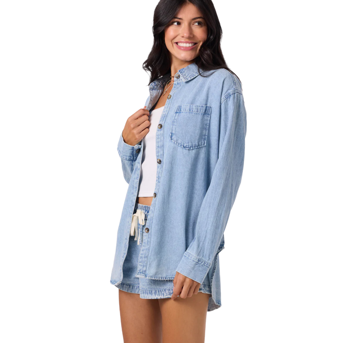 O'Neill Sevie Denim Shacket in Drifter