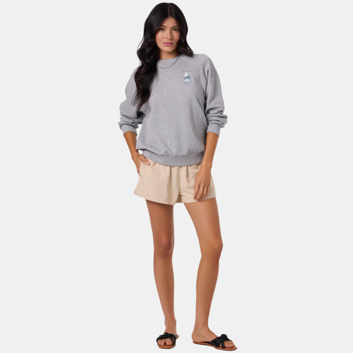 O'Neill Boardwalk Crew Neck Fleece in Heather Ash