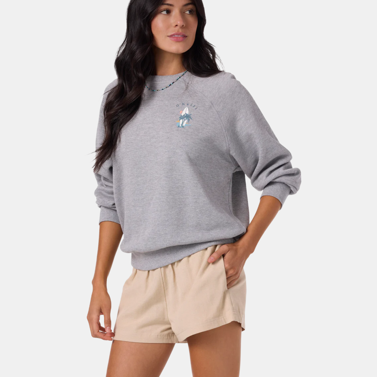 O'Neill Boardwalk Crew Neck Fleece in Heather Ash