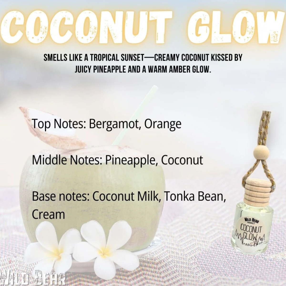 Wild Bear Market Car Freshener - Coconut Glow