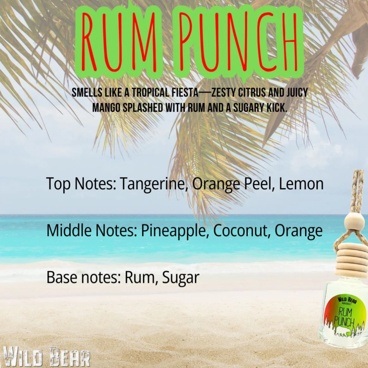 Wild Bear Market Car Freshener - Rum Punch