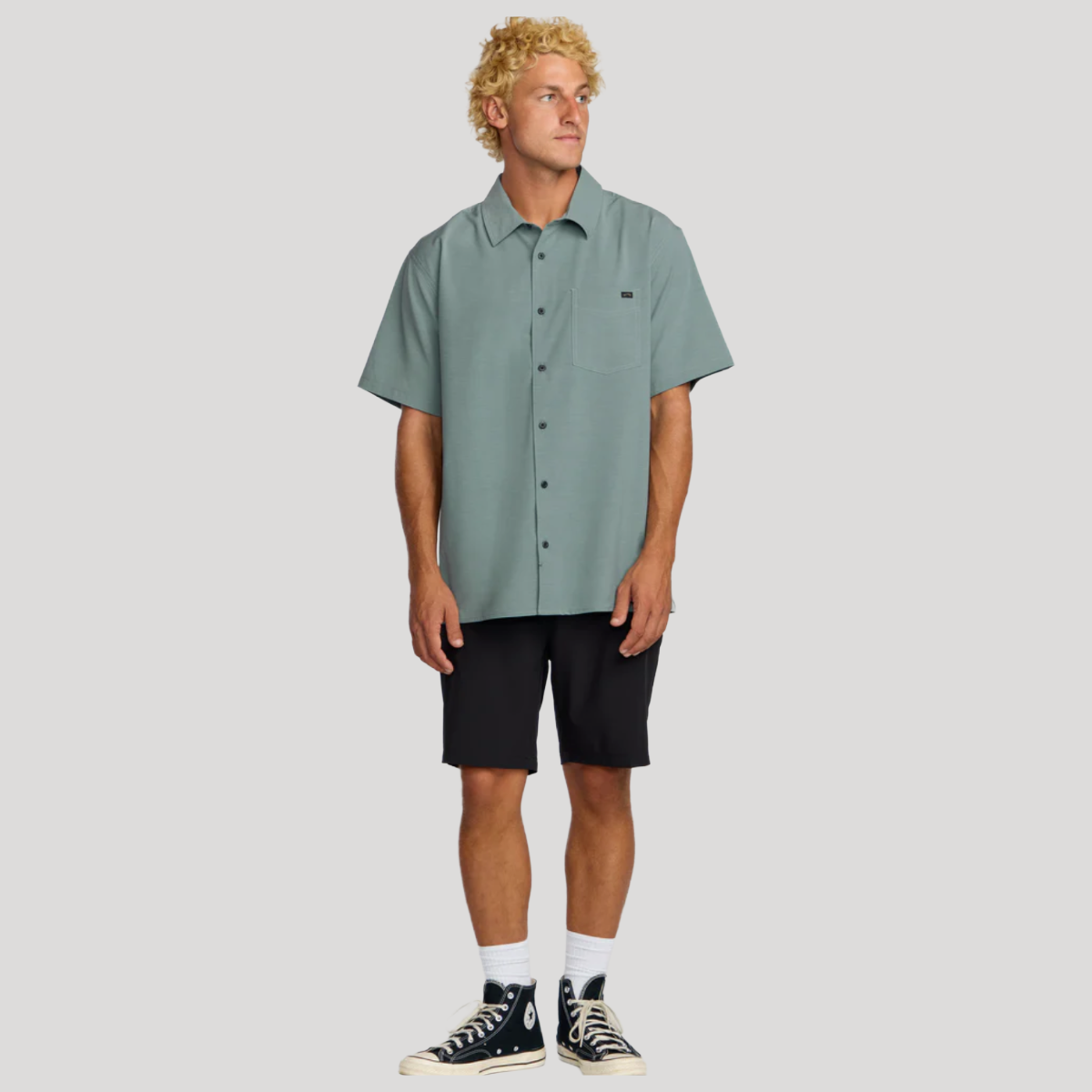 Billabong Surftrek Transit Short Sleeve Shirt in Sea Blue