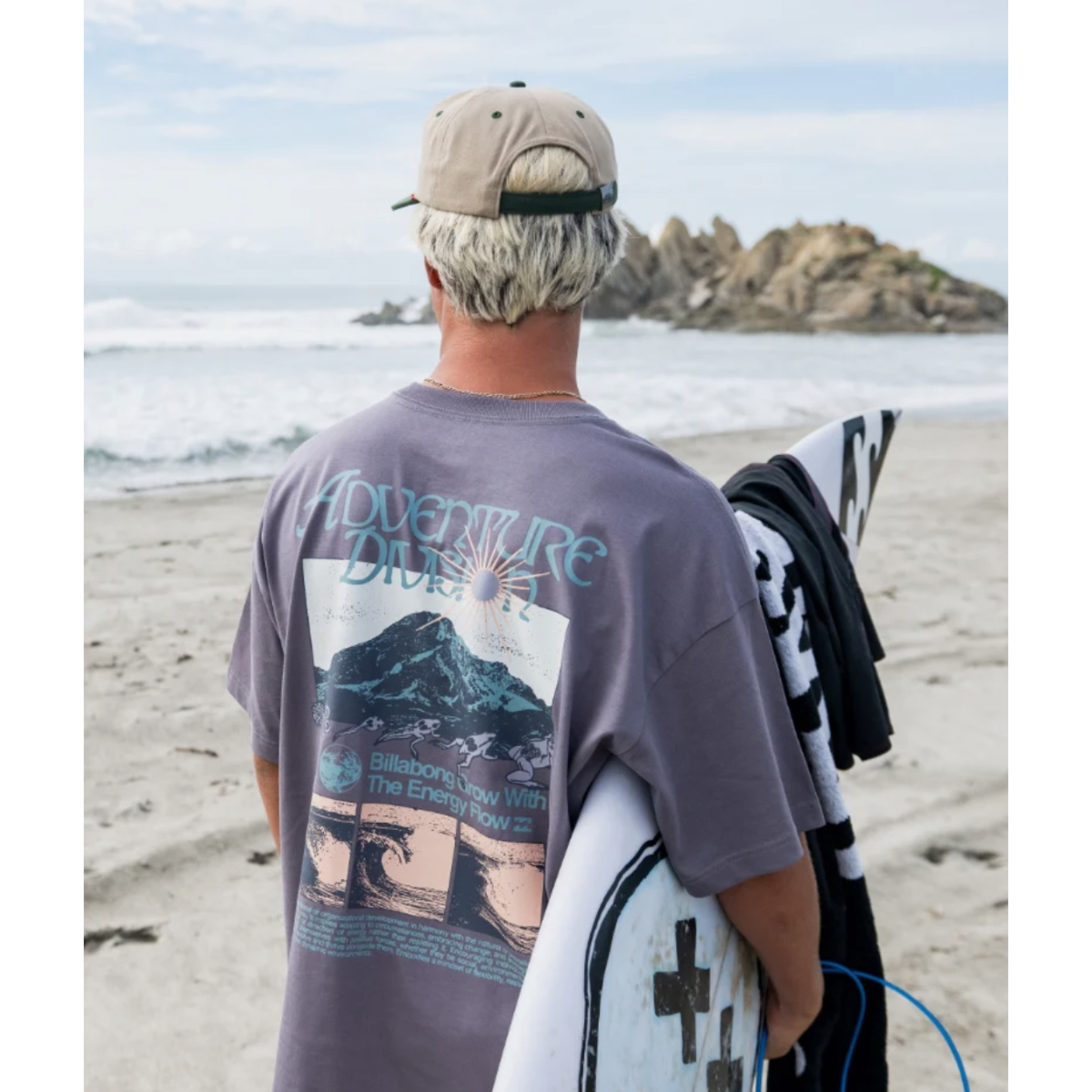 Billabong Grow OG A/Div Short Sleeve Tee in Grey Violet