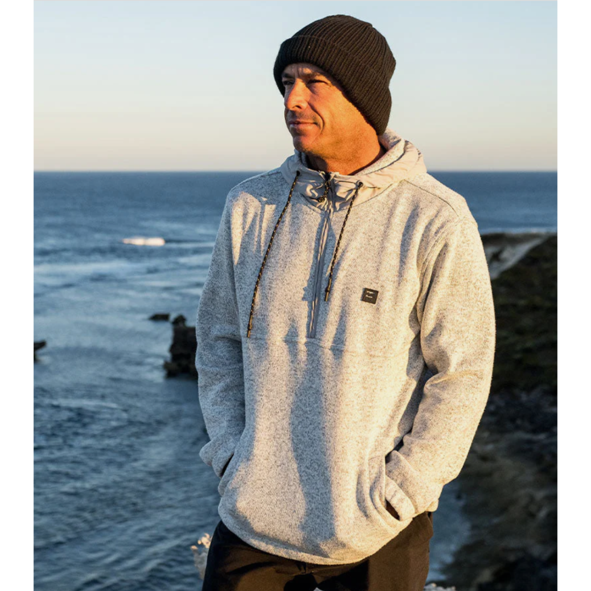 Billabong A/Div Boundary Hooded Half-Zip Pullover in Grey Heather