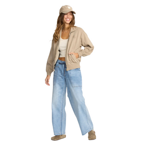 Billabong Sun Lit Full Zip Fleece Jacket in Cobblestone