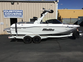 Malibu 23 LSV Wakesetter W/G5 Tower and Factory Bimini Double Up Storage Cover