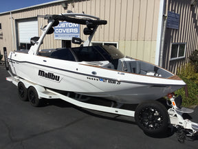 Malibu 23 LSV Wakesetter W/G5 Tower and Factory Bimini Double Up Storage Cover