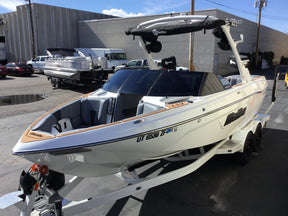 Malibu 23 LSV Wakesetter W/G5 Tower and Factory Bimini Double Up Storage Cover