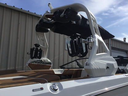 Nautique G25 with FCT19 Tower and Factory Bimini Double Up Storage Cover