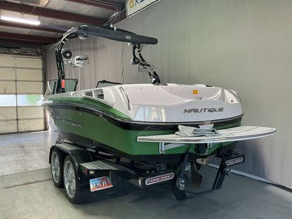 Nautique 210 with FCT-3 Tower and Sewlong Bimini Double Up Storage Cover