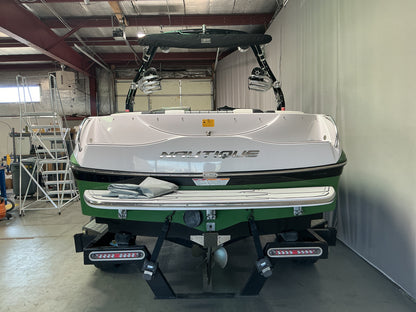 Nautique 210 with FCT-3 Tower and Sewlong Bimini Double Up Storage Cover