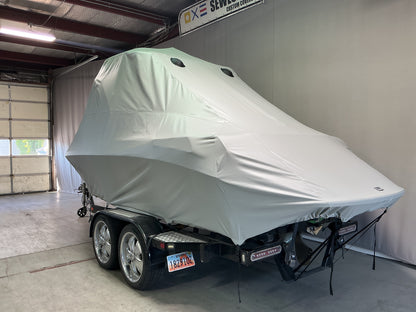 Nautique 210 with FCT-3 Tower and Sewlong Bimini Double Up Storage Cover