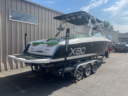 MasterCraft X80 with the ZeroFlex 5.2 Tower, and XL FCT bimini