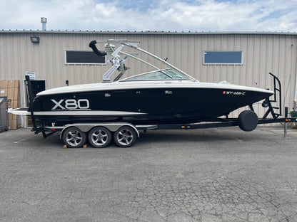 MasterCraft X80 with the ZeroFlex 5.2 Tower, and XL FCT bimini