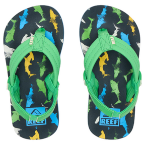 Reef Little Kids Ahi Surfing Dino in Green
