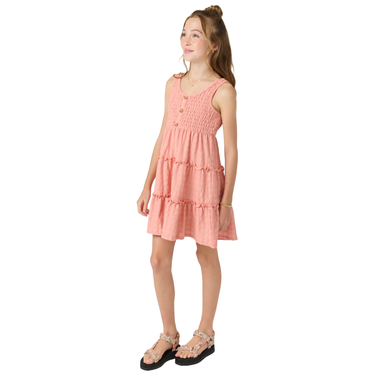 O'Neill Girls Teffie Dress in Coral Haze