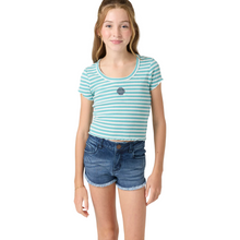 O'Neill Girls Sammie Stripe Tee in Nile Blue