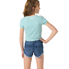 O'Neill Girls Sammie Stripe Tee in Nile Blue