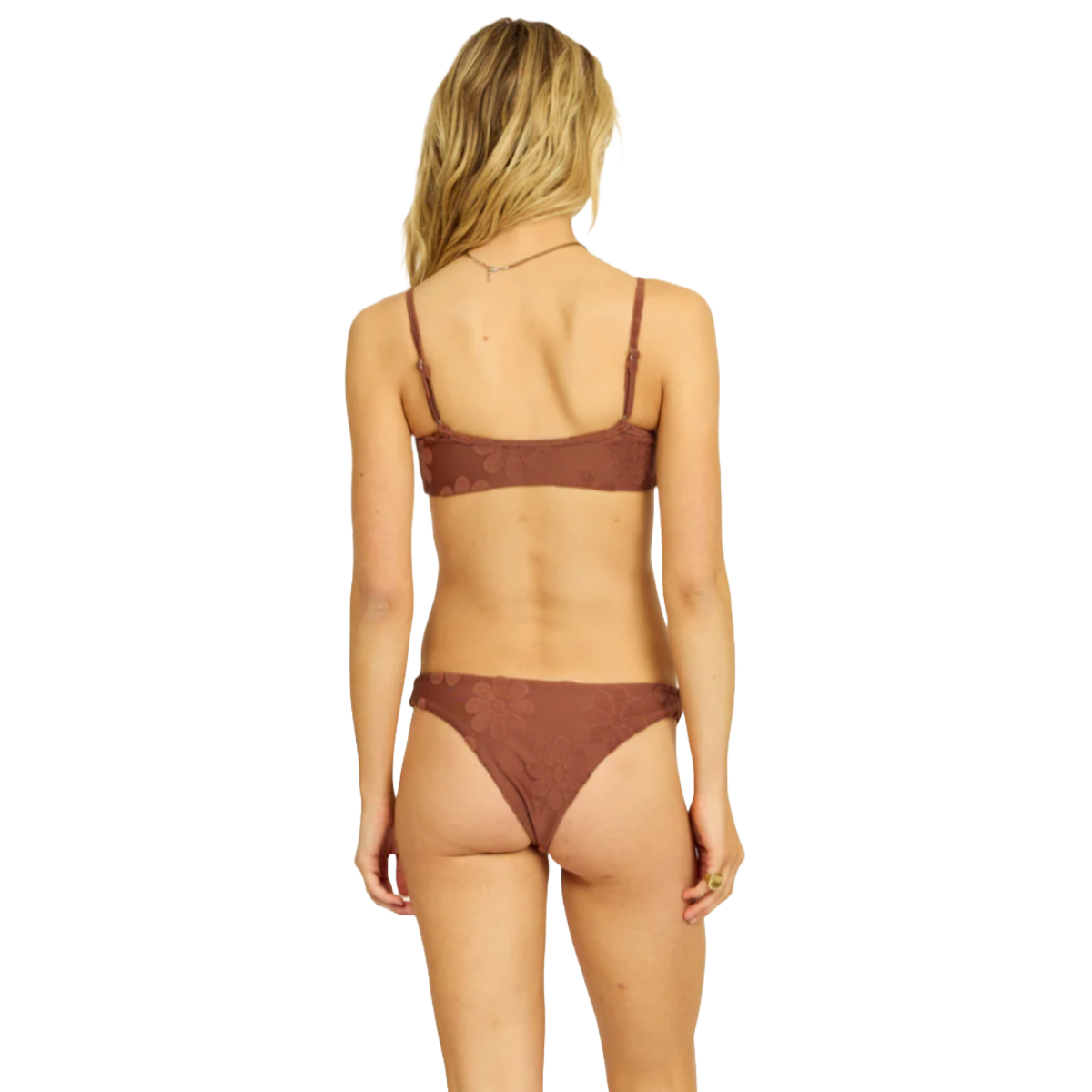Sisstr Petal Pusher Scoop Neck Bikini Top in Espresso Brown