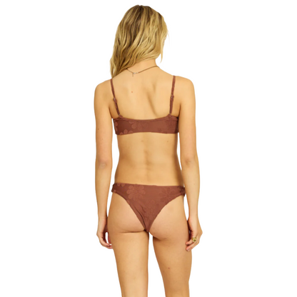 Sisstr Petal Pusher Scoop Neck Bikini Top in Espresso Brown