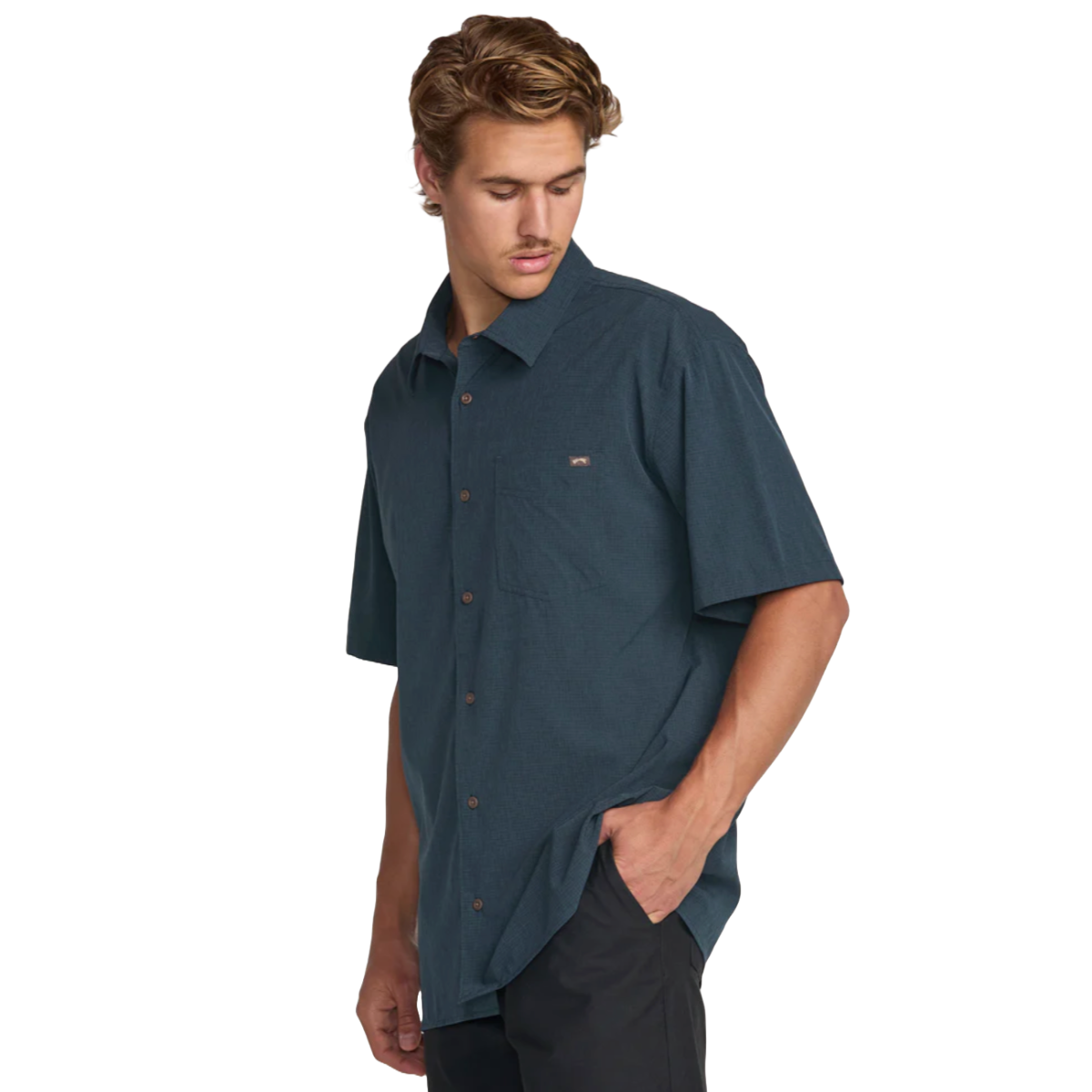 Billabong Surftrek Perf Short Sleeve Woven Shirt in Navy