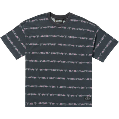 Billabong Raging Bull Stripe Tee in Washed Black