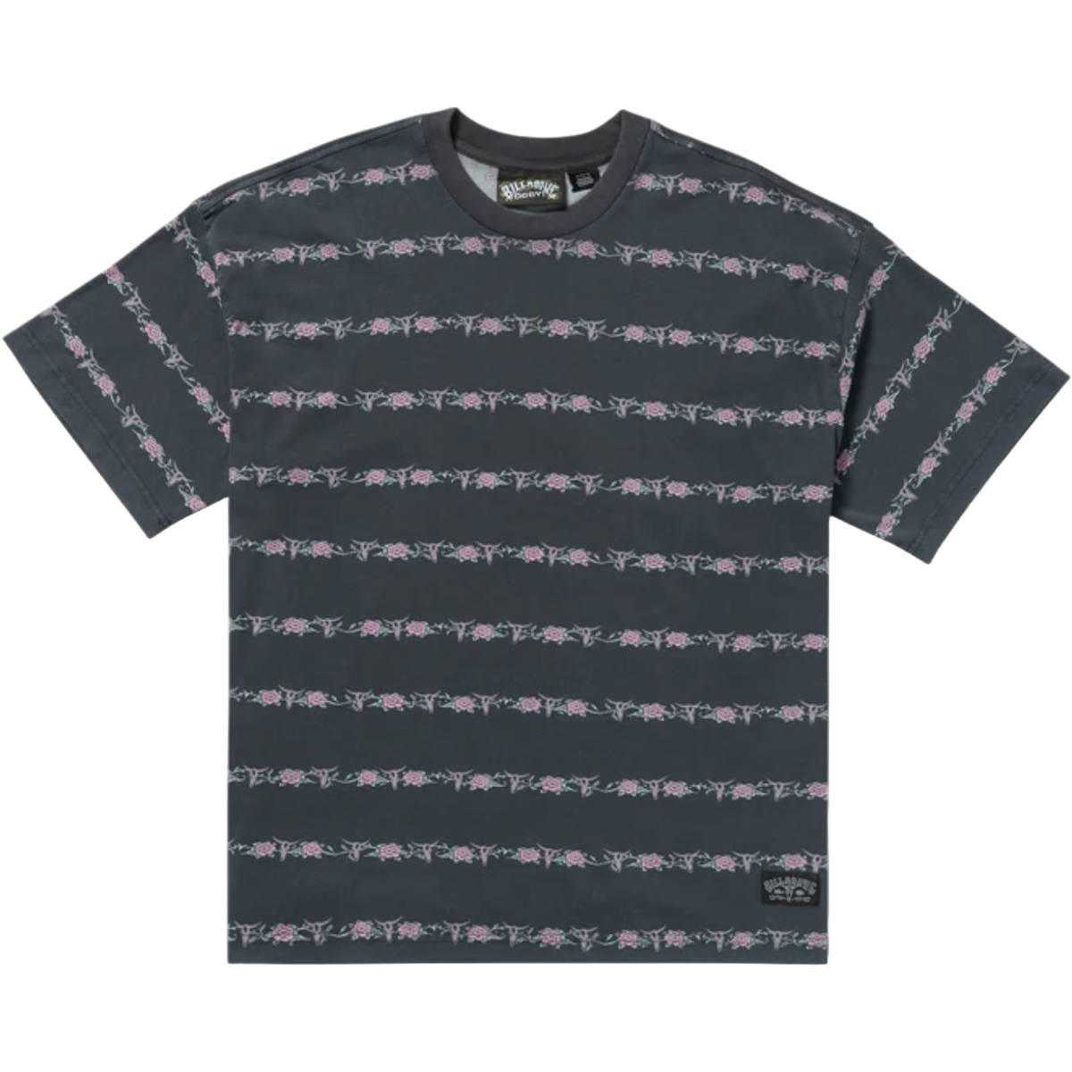 Billabong Raging Bull Stripe Tee in Washed Black