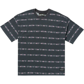 Billabong Raging Bull Stripe Tee in Washed Black