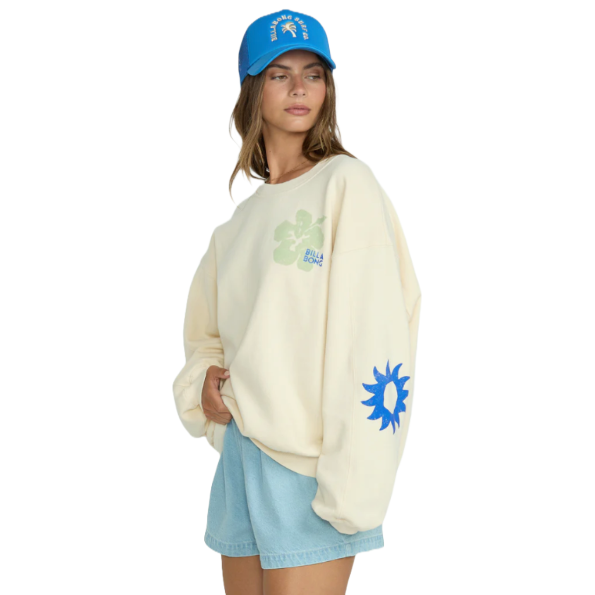 Billabong Water Signs Kendal Crew Sweatshirt in Whitecap