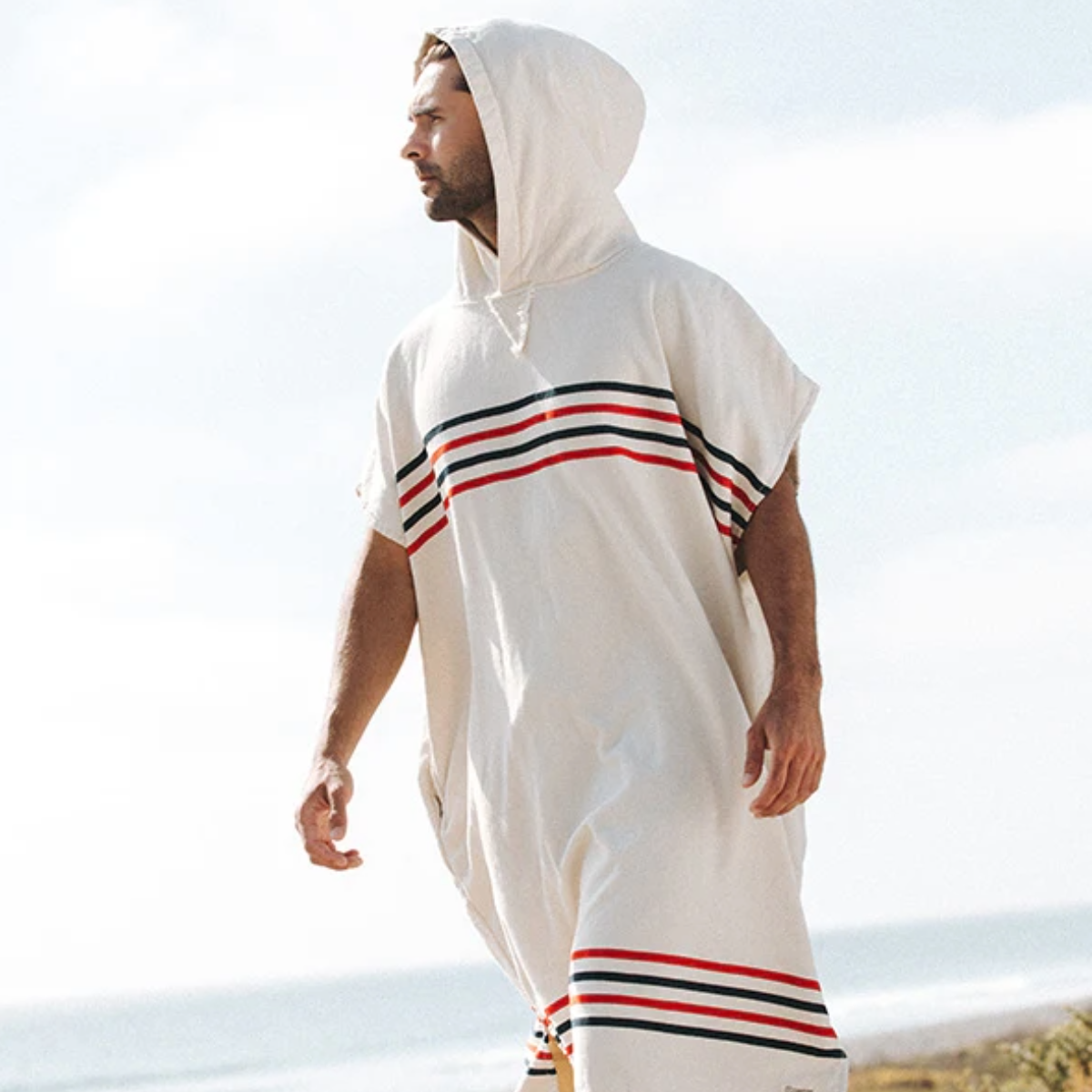 Sand Cloud Border Classic Stripe Poncho Red/Navy