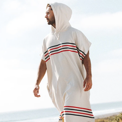 Sand Cloud Border Classic Stripe Poncho Red/Navy