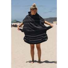 Sand Cloud Classic Stripe Hooded Poncho in Black