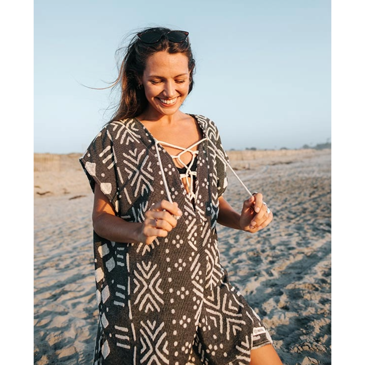 Sand Cloud Adobe Mudcloth Cover Up in Black