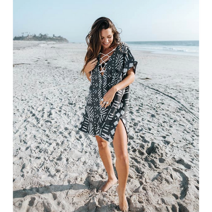 Sand Cloud Adobe Mudcloth Cover Up in Black