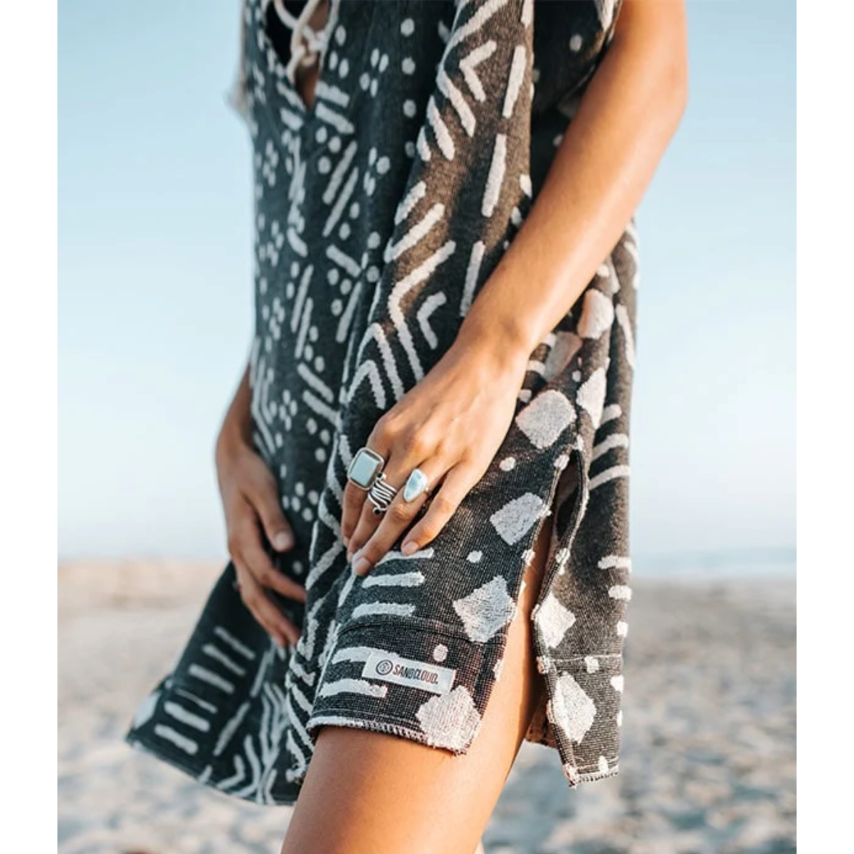 Sand Cloud Adobe Mudcloth Cover Up in Black