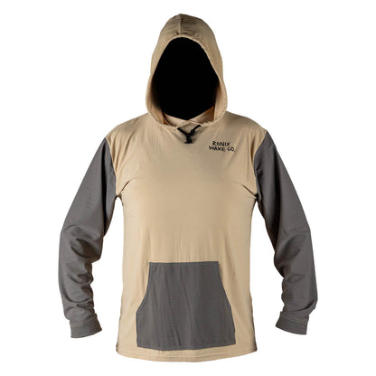 Ronix Men's UV Shade Wick Dry Hoodie in Sand / Charcoal