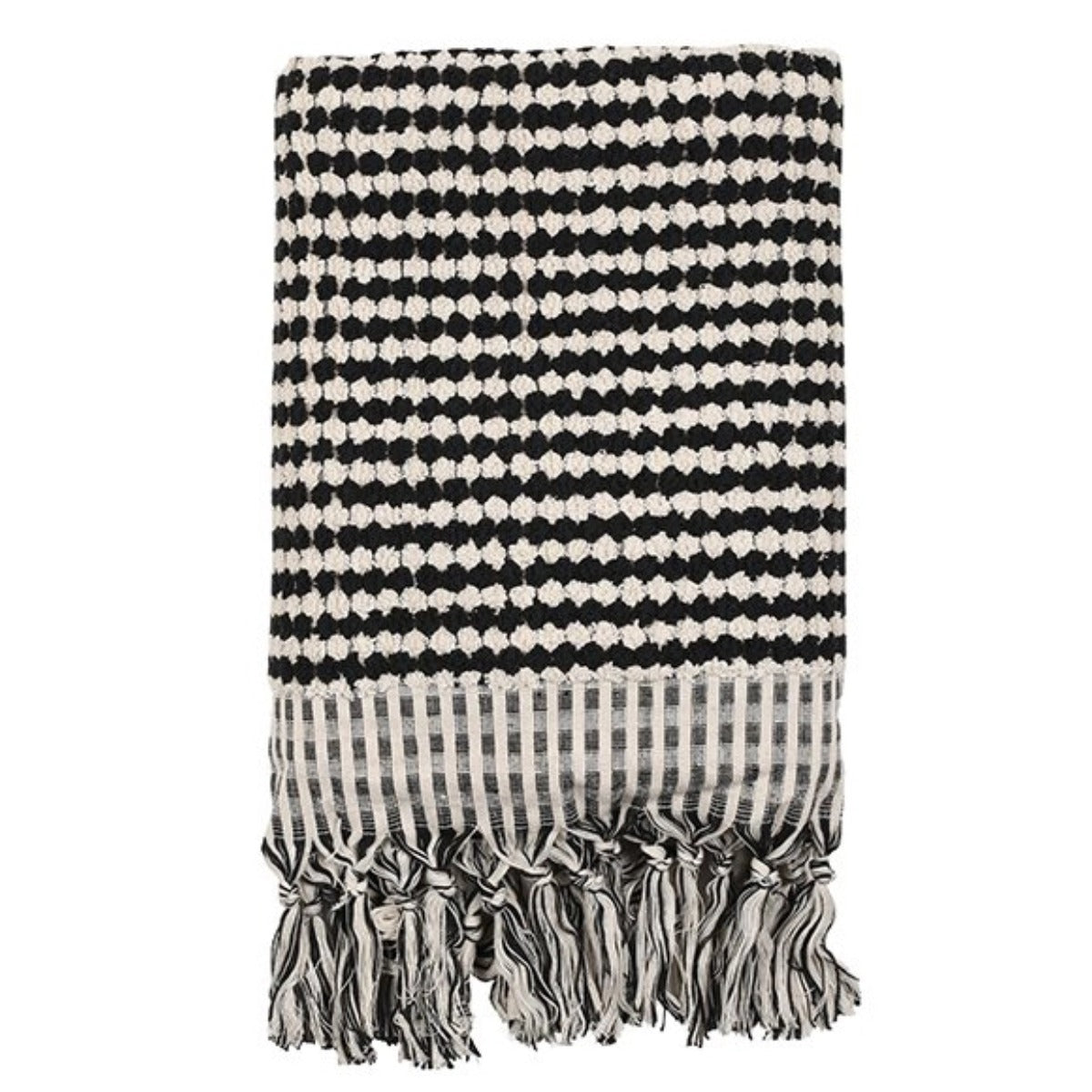 Kikoya Pompom Bubble Handloom Turkish Towel in Black