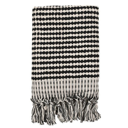 Kikoya Pompom Bubble Handloom Turkish Towel in Black