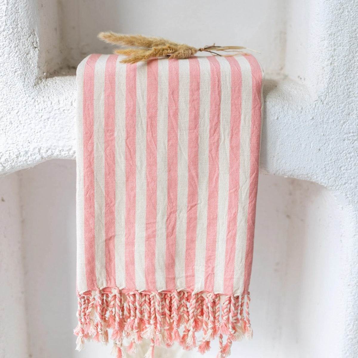 Kikoya Mid Weight Rustic Vintage Turkish Towel in PInk