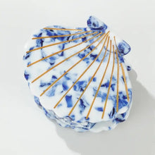 Coastal Blue Seashell Gold Painted Seashell Claw Clip